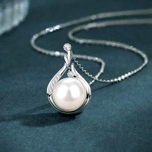 NEW Beautiful 925 Silver Cultured Pearl Diamond Necklace